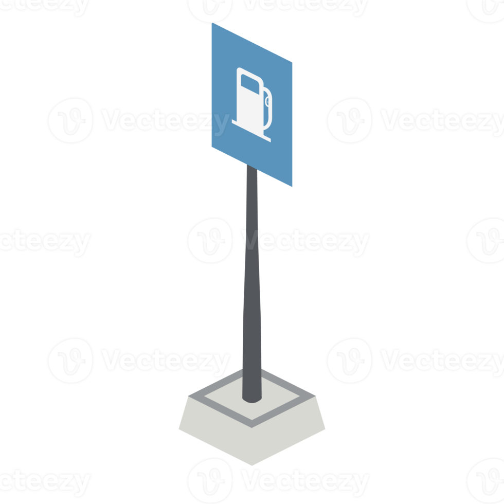 sinal de trânsito isométrico bomba de reabastecimento de gasolina sinal conjunto de coleta de cenário universal 3d png