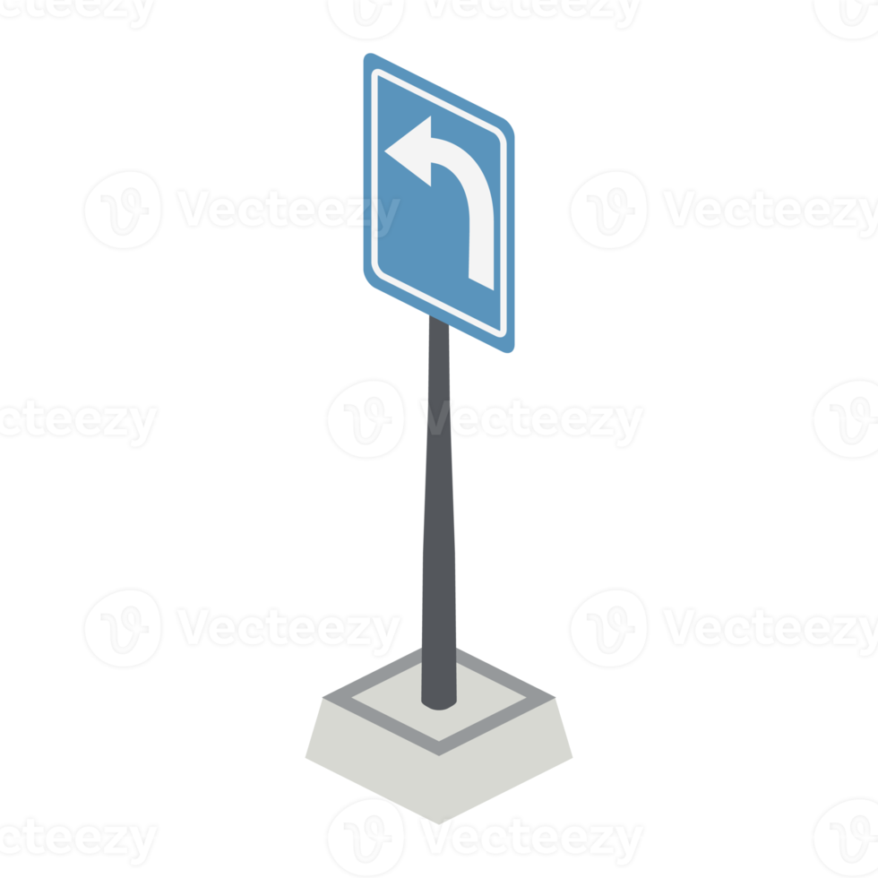 isometrisches verkehrszeichen gabelung abbiegezeichen kreuzung 3d universal scenary sammlungssatz png