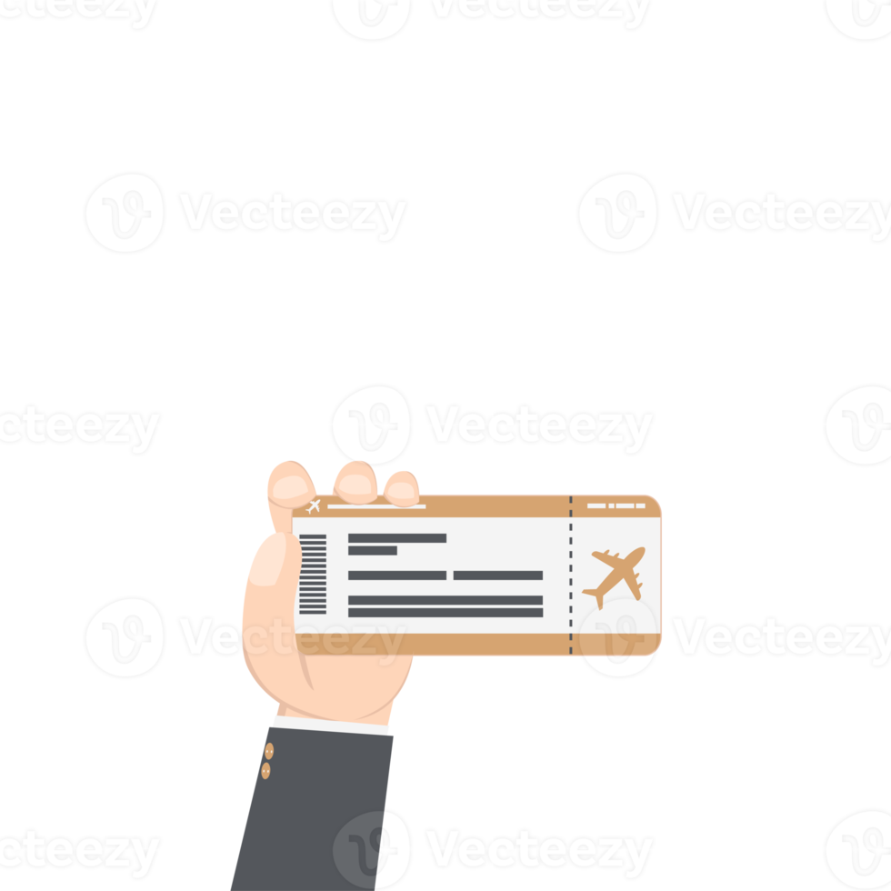 hand holding airplane ticket and passport png