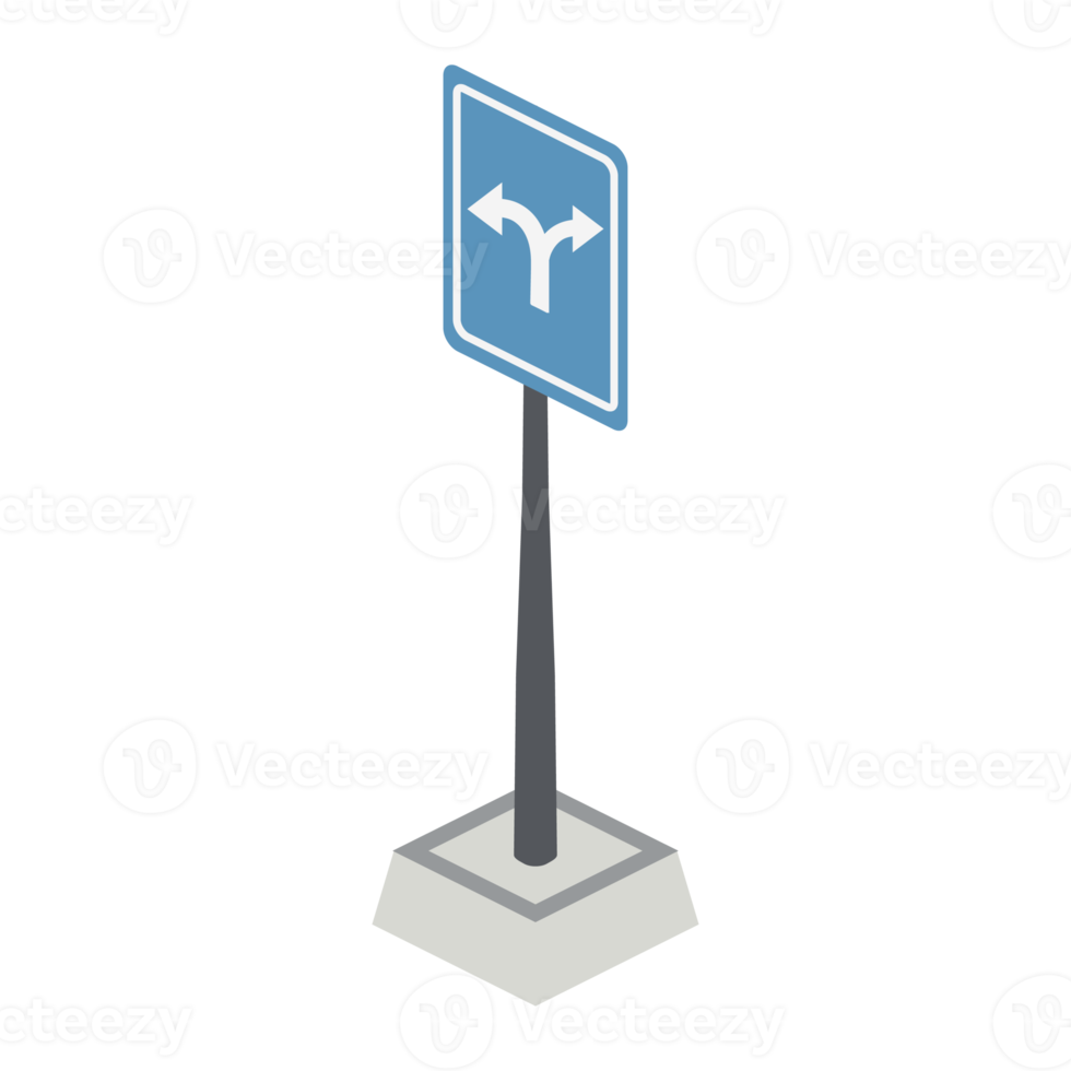 isometrisches verkehrszeichen, das links abbiegt universelles scenary-sammlungsset 3d png