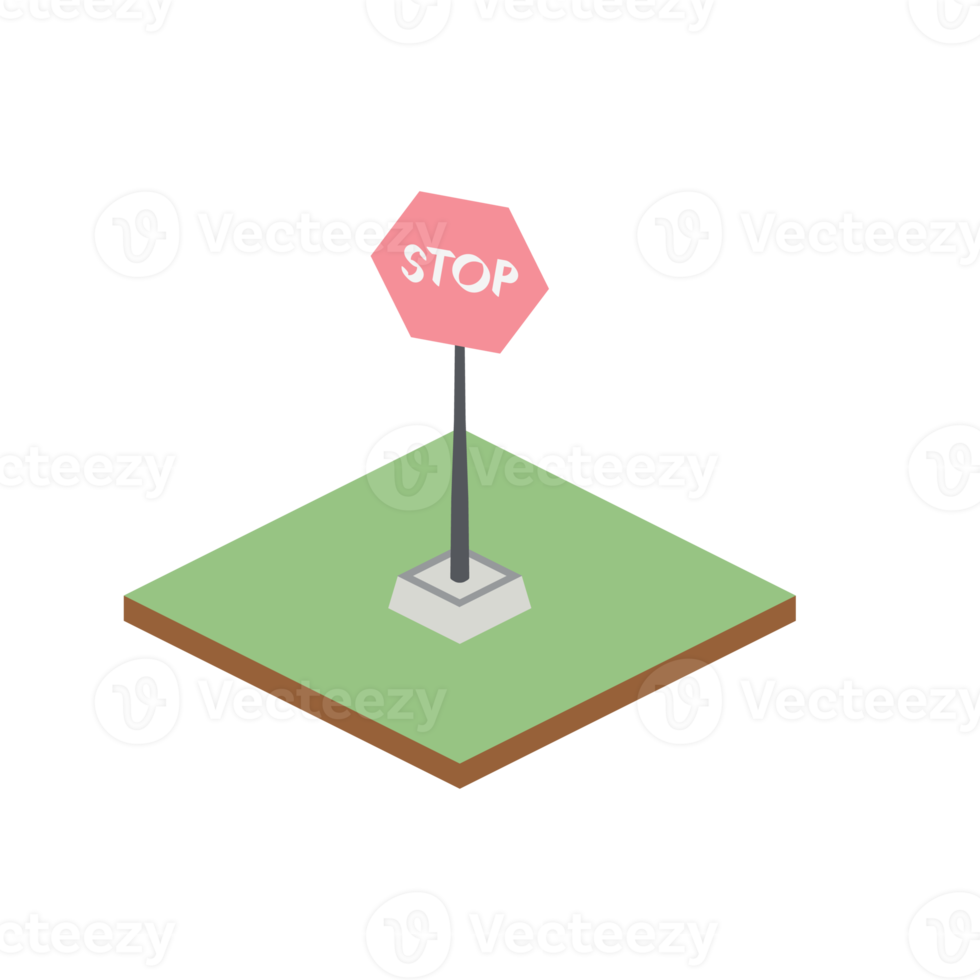 isometric traffic stop sign 3d universal scenary collection set png