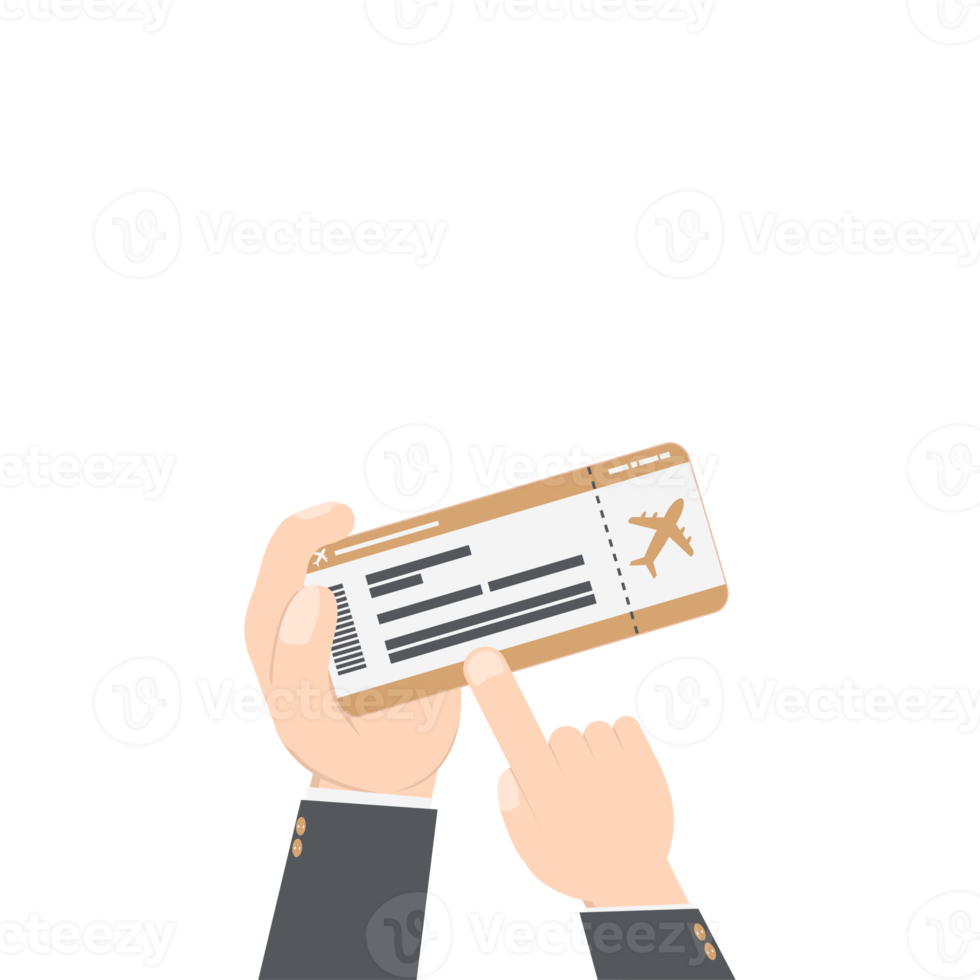 hand holding airplane ticket and passport png