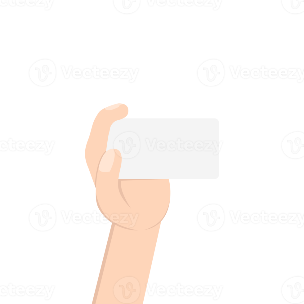 hand holding white blank name card png