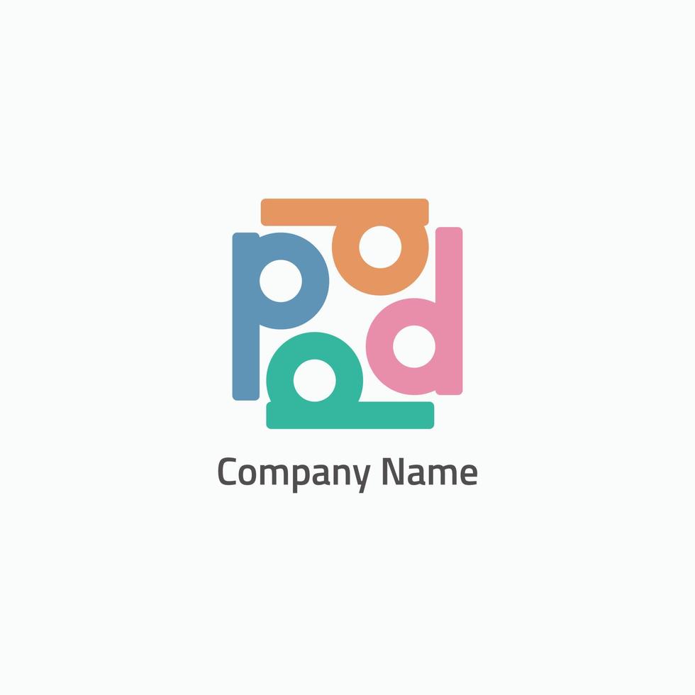 Abstract lettering logo with four colors. vector
