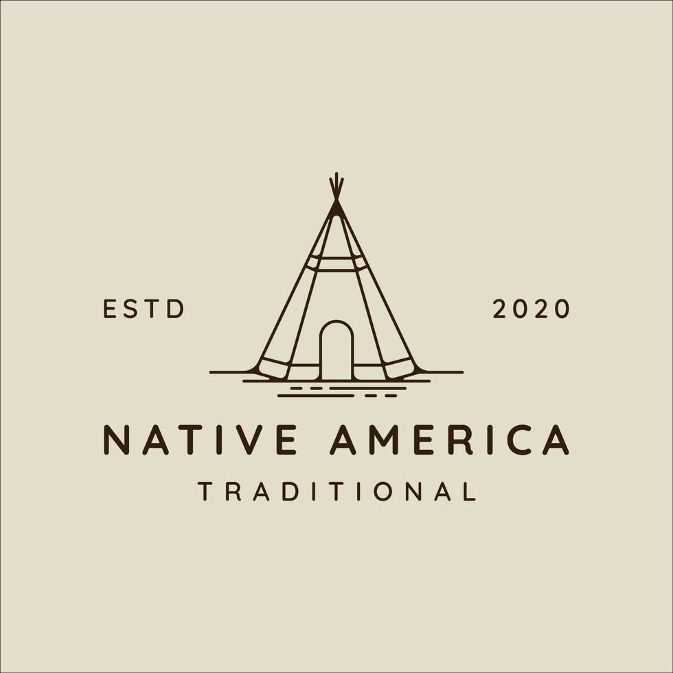 teepees line art logo vector illustration template icon graphic design. traditional indian camp sign or symbol for adventure and wanderlust concept