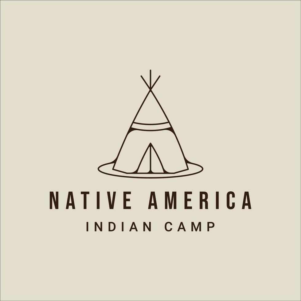 tipis indian line art logo vector simple ilustración plantilla icono diseño gráfico. signo o símbolo de campamento tradicional para el concepto de aventura y pasión por los viajes