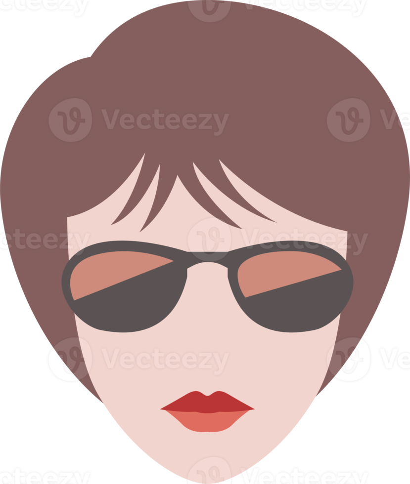 Girl in sunglasses. Hipster girl with colorful hair and glasses. For avatar, logo, icon, web, print, media and other. PNG with transparent background.