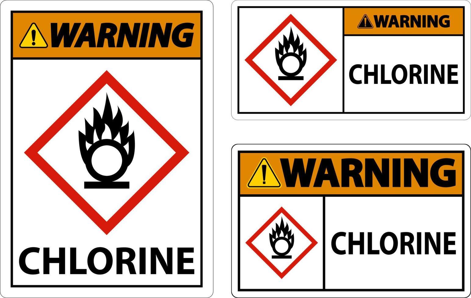 Warning Chlorine Oxidizer GHS Sign On White Background vector