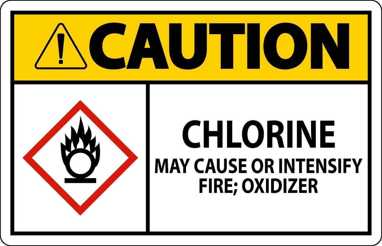 Caution Chlorine May Cause Or Intensify Fire GHS Sign vector