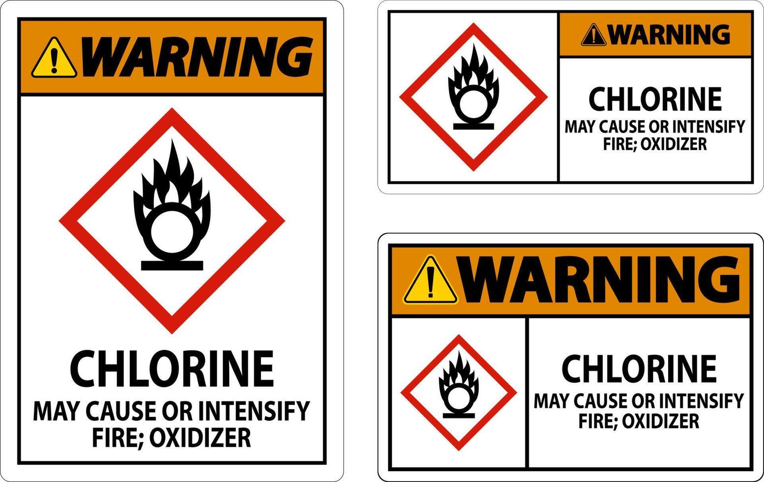 Warning Chlorine May Cause Or Intensify Fire GHS Sign vector
