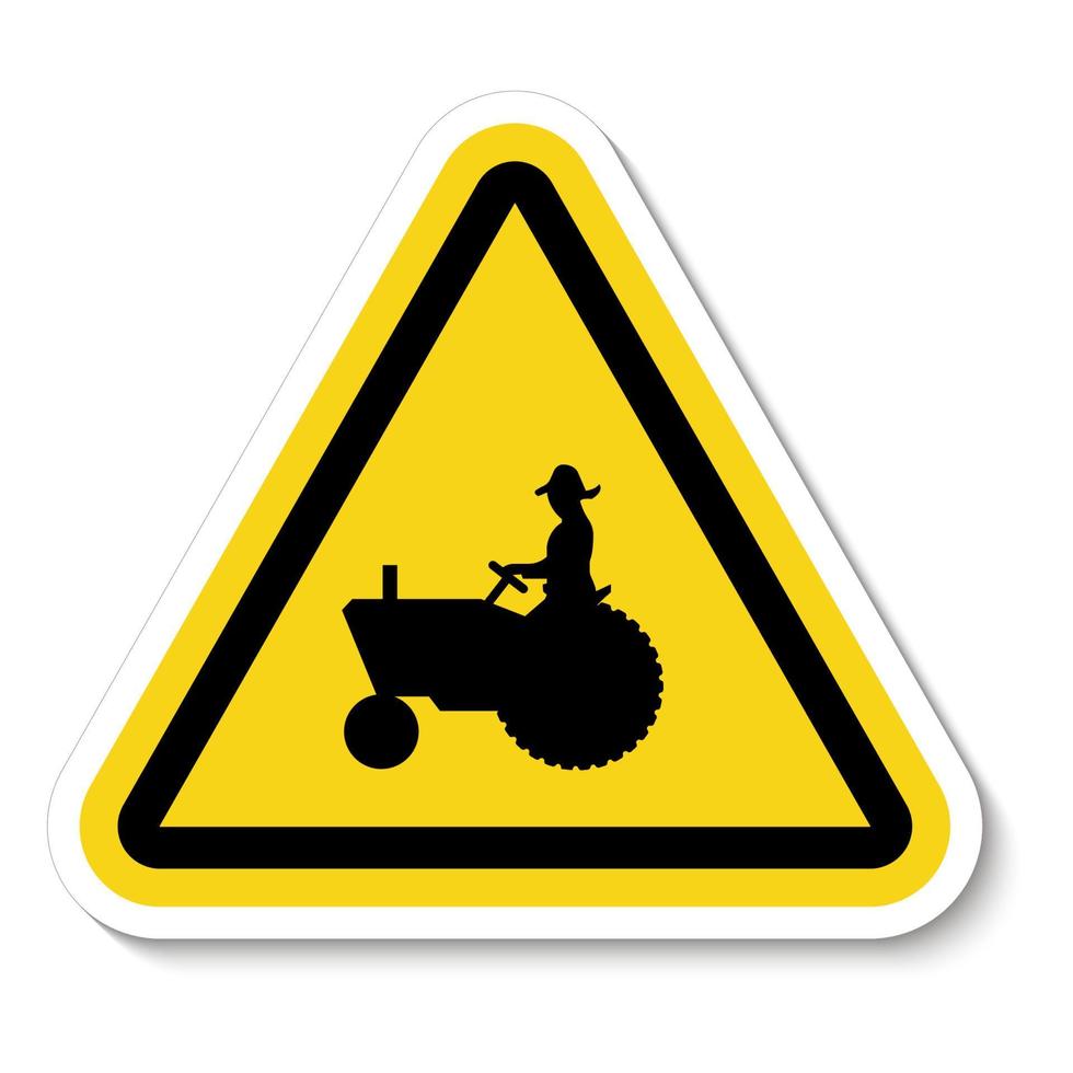 Farm Machinery Crossing Sign On White Background vector