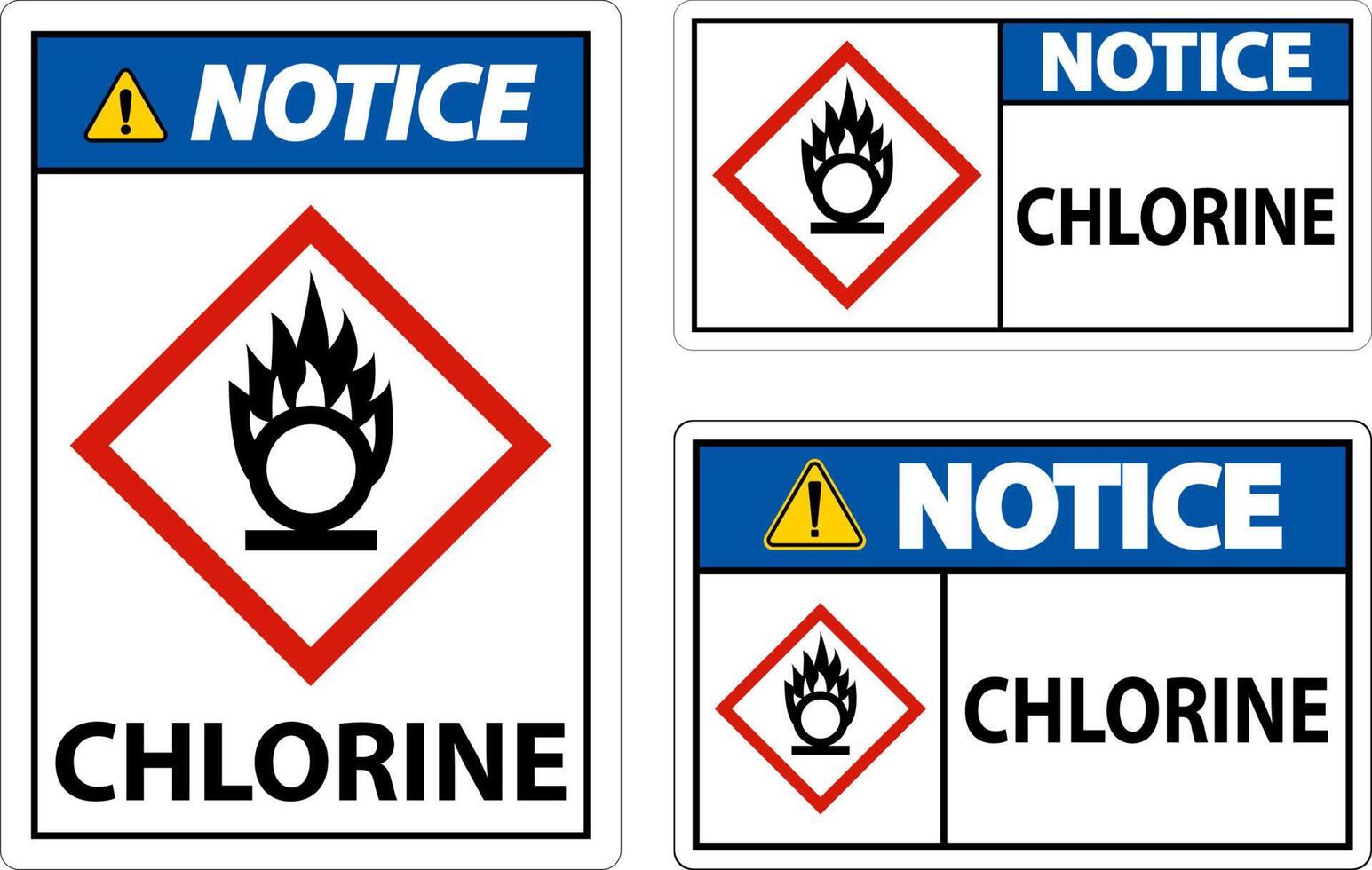 Notice Chlorine Oxidizer GHS Sign On White Background vector