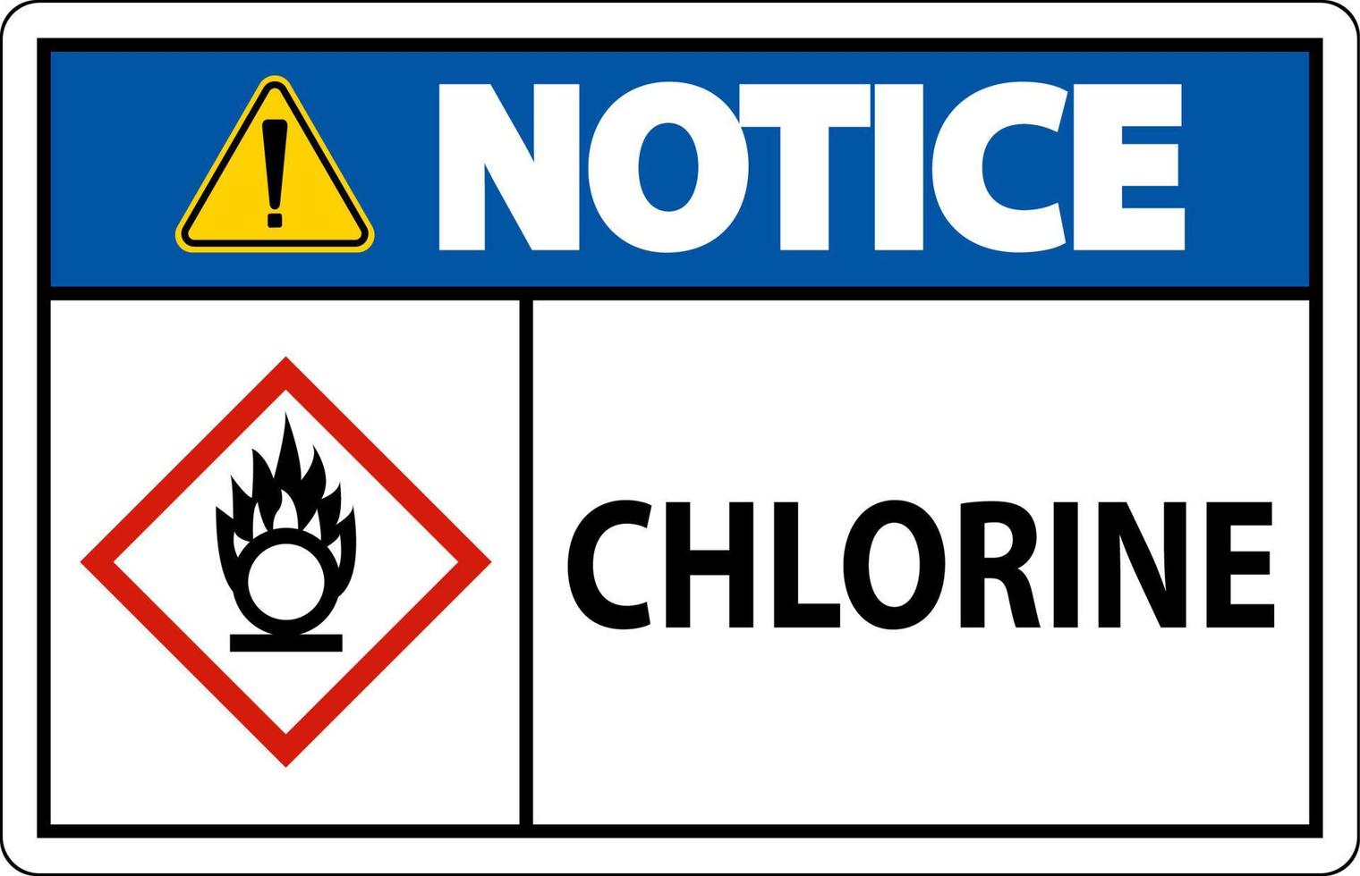 Notice Chlorine Oxidizer GHS Sign On White Background vector