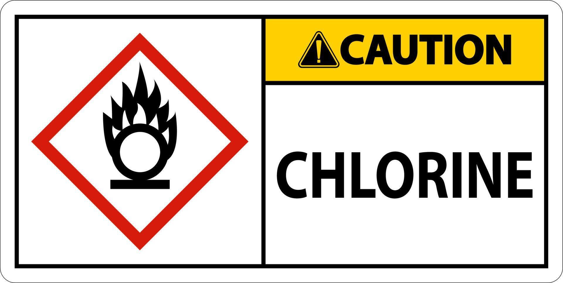 Caution Chlorine Oxidizer GHS Sign On White Background vector