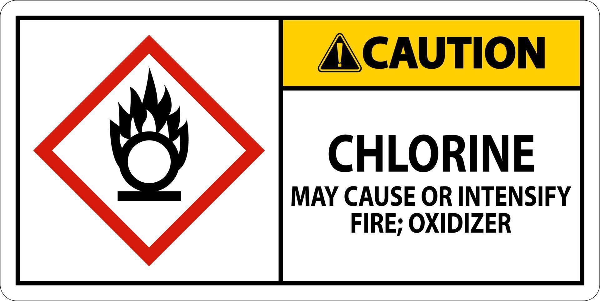 Caution Chlorine May Cause Or Intensify Fire GHS Sign vector