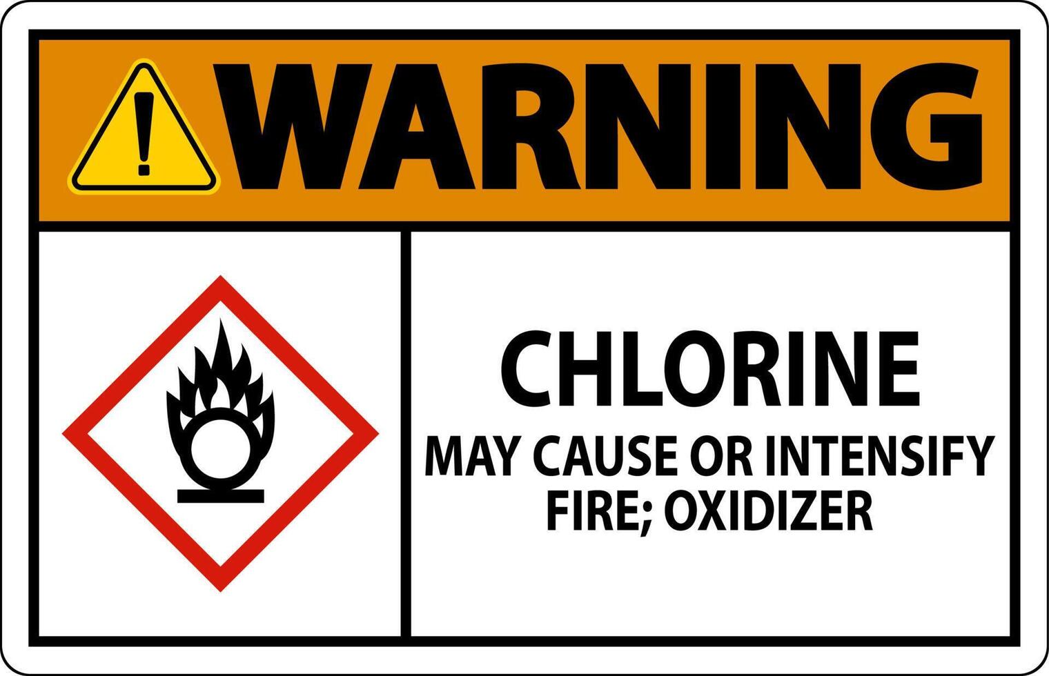 Warning Chlorine May Cause Or Intensify Fire GHS Sign vector
