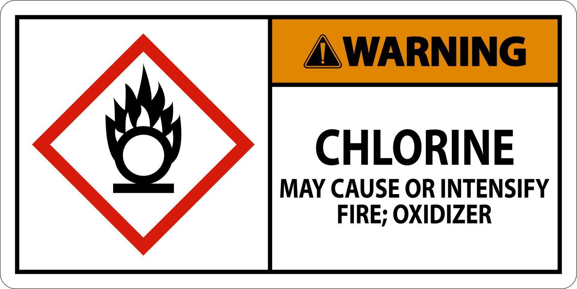 Warning Chlorine May Cause Or Intensify Fire GHS Sign vector