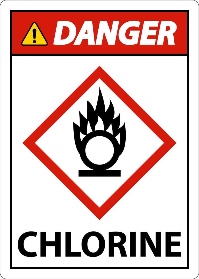 Danger Chlorine Oxidizer GHS Sign On White Background vector