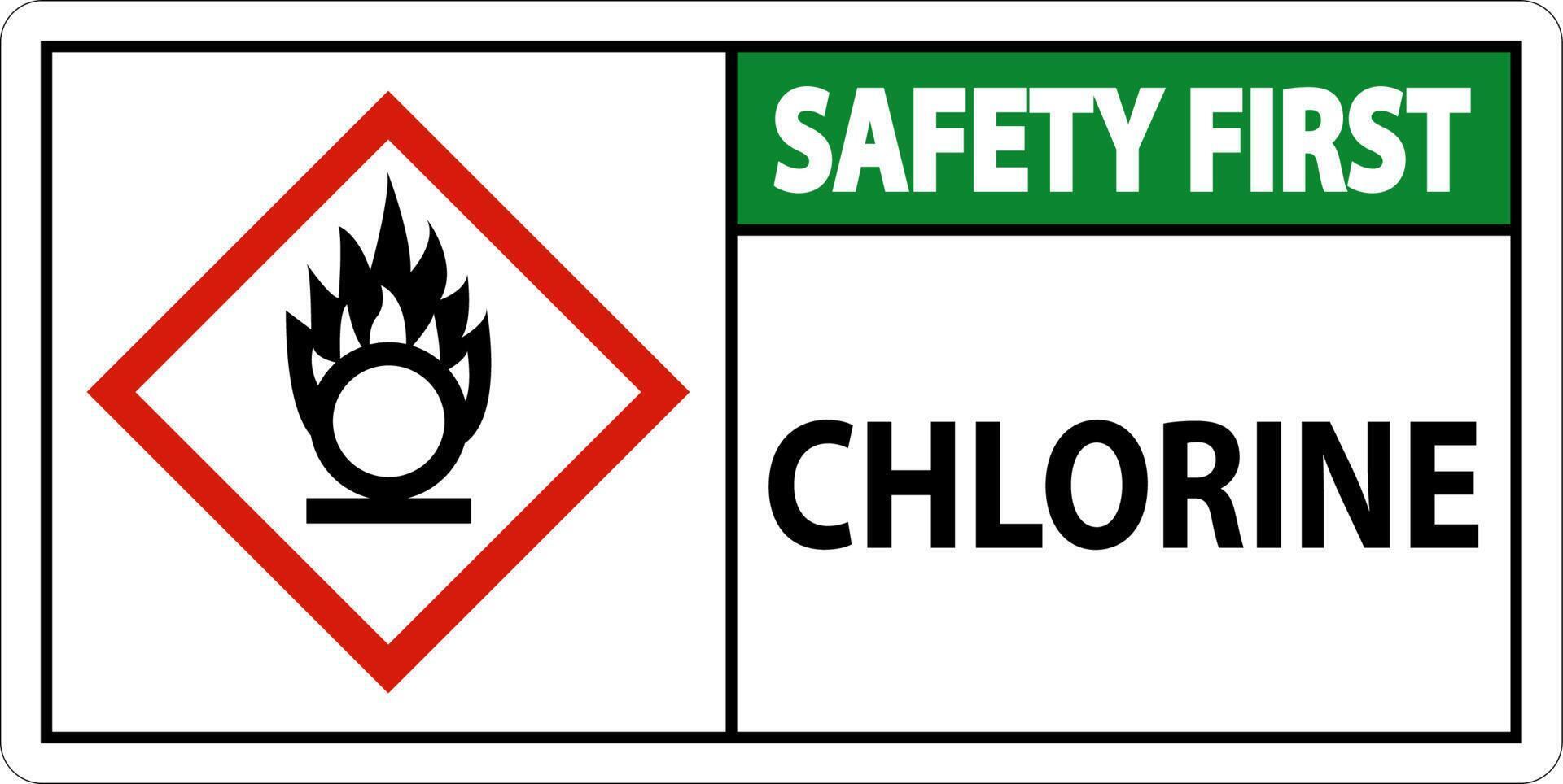 Safety First Chlorine Oxidizer GHS Sign On White Background vector