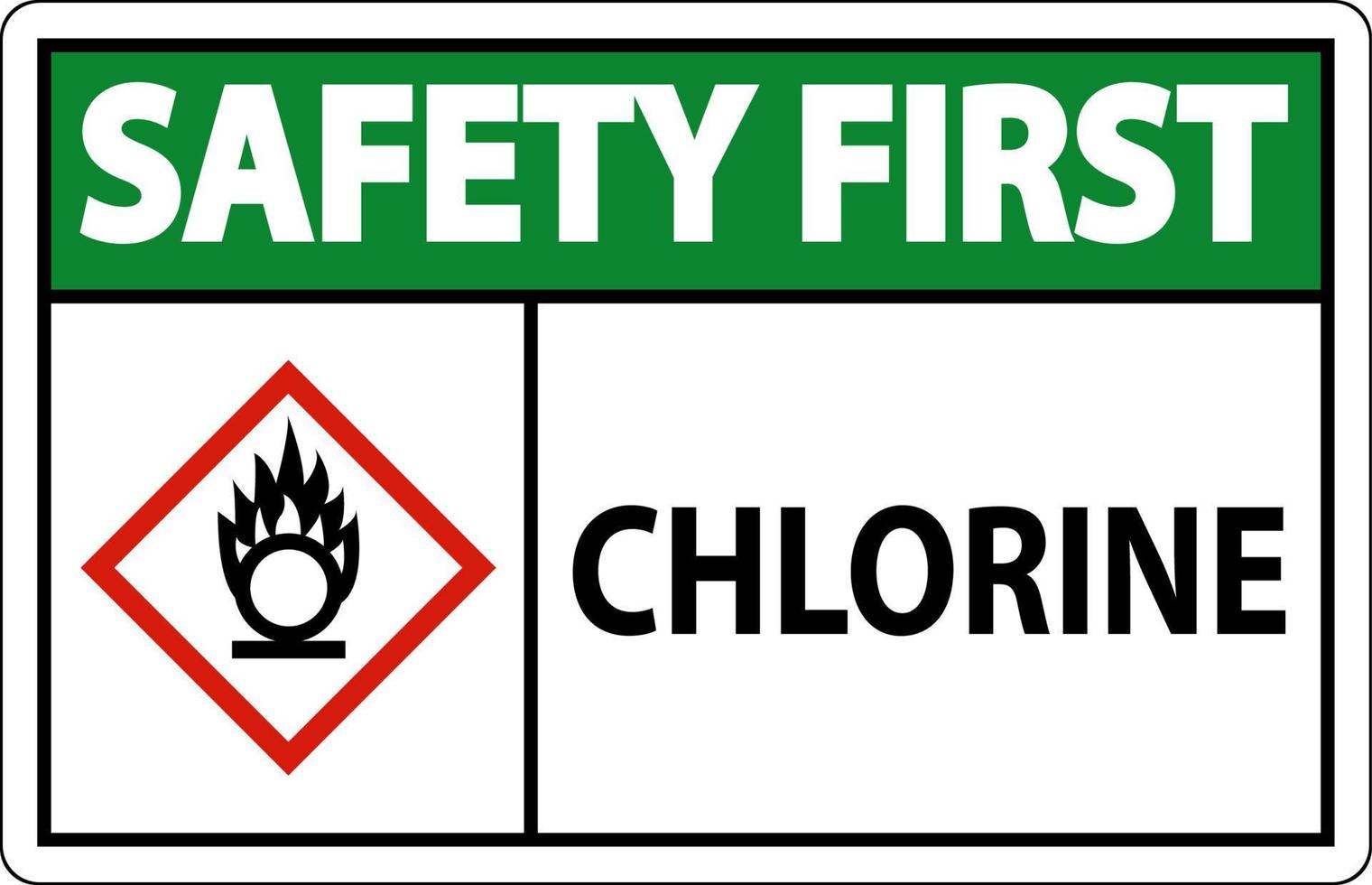 Safety First Chlorine Oxidizer GHS Sign On White Background vector