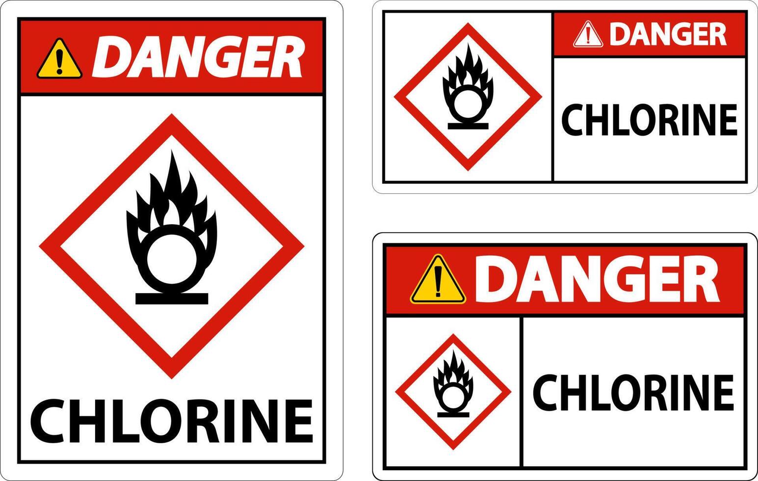 Danger Chlorine Oxidizer GHS Sign On White Background vector