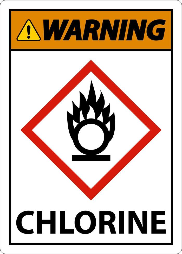 Warning Chlorine Oxidizer GHS Sign On White Background vector