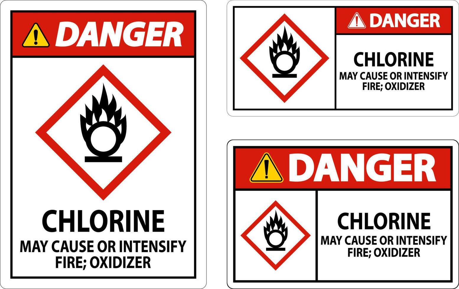 Danger Chlorine May Cause Or Intensify Fire GHS Sign vector