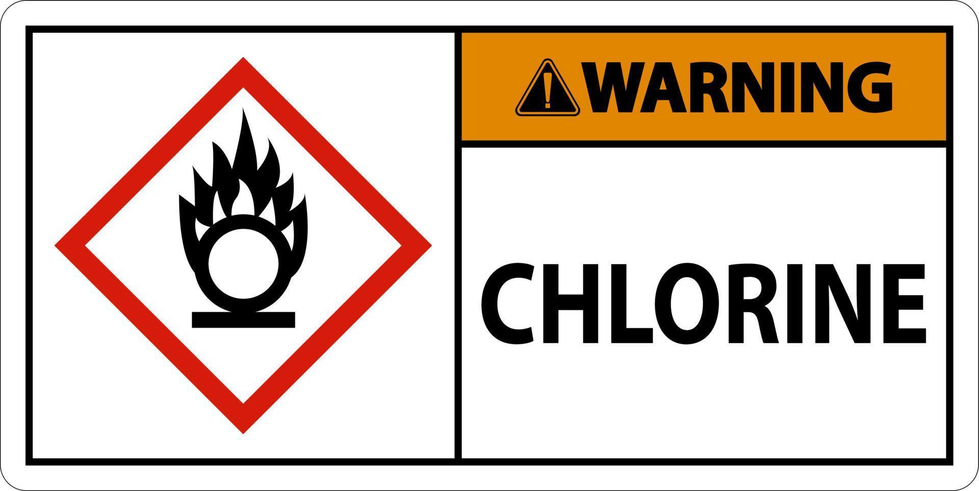 Warning Chlorine Oxidizer GHS Sign On White Background vector