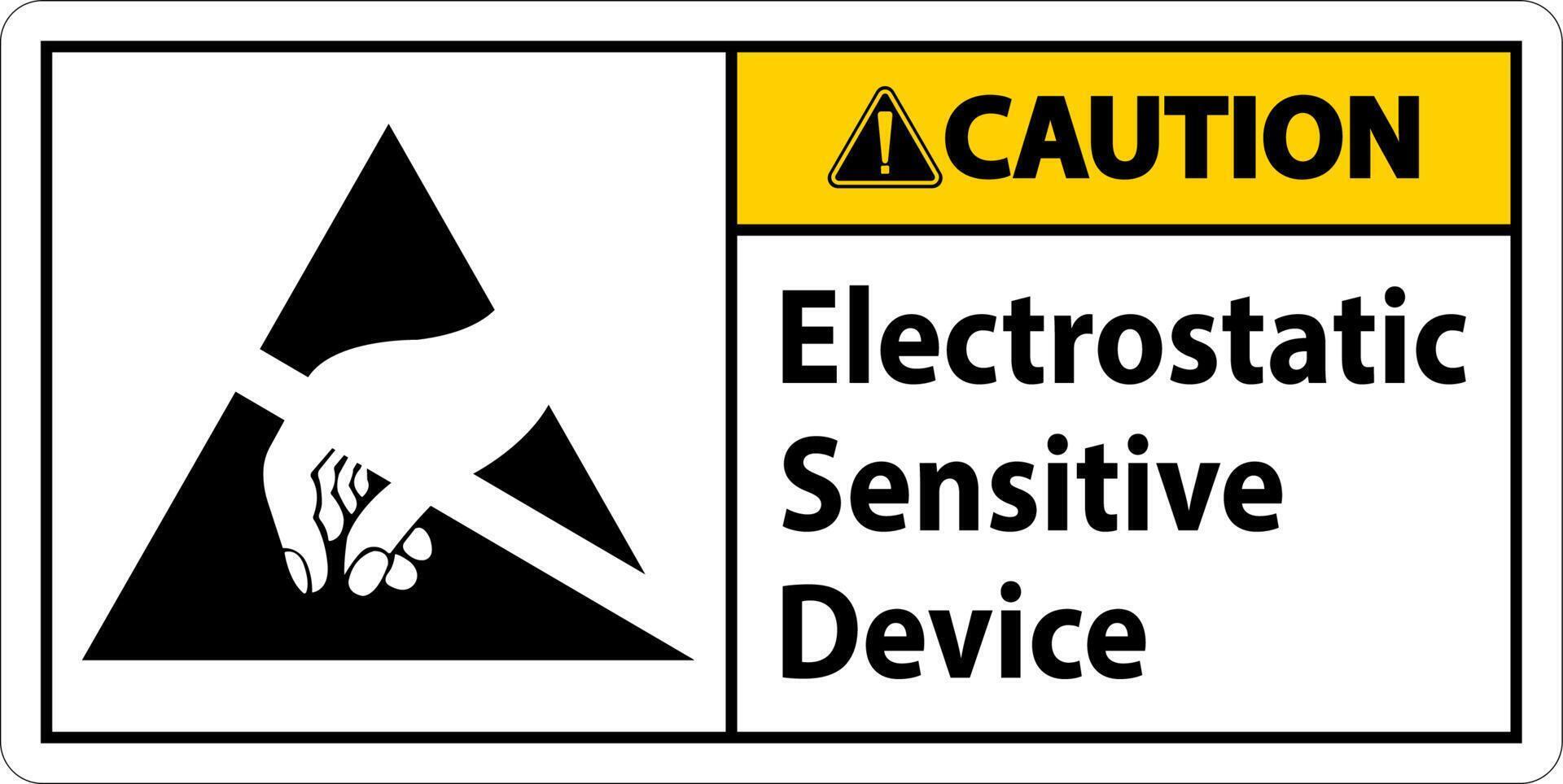 Caution Electrostatic Sensitive Device Sign On White Background Caution Electrostatic Sensitive Device Sign On White Background