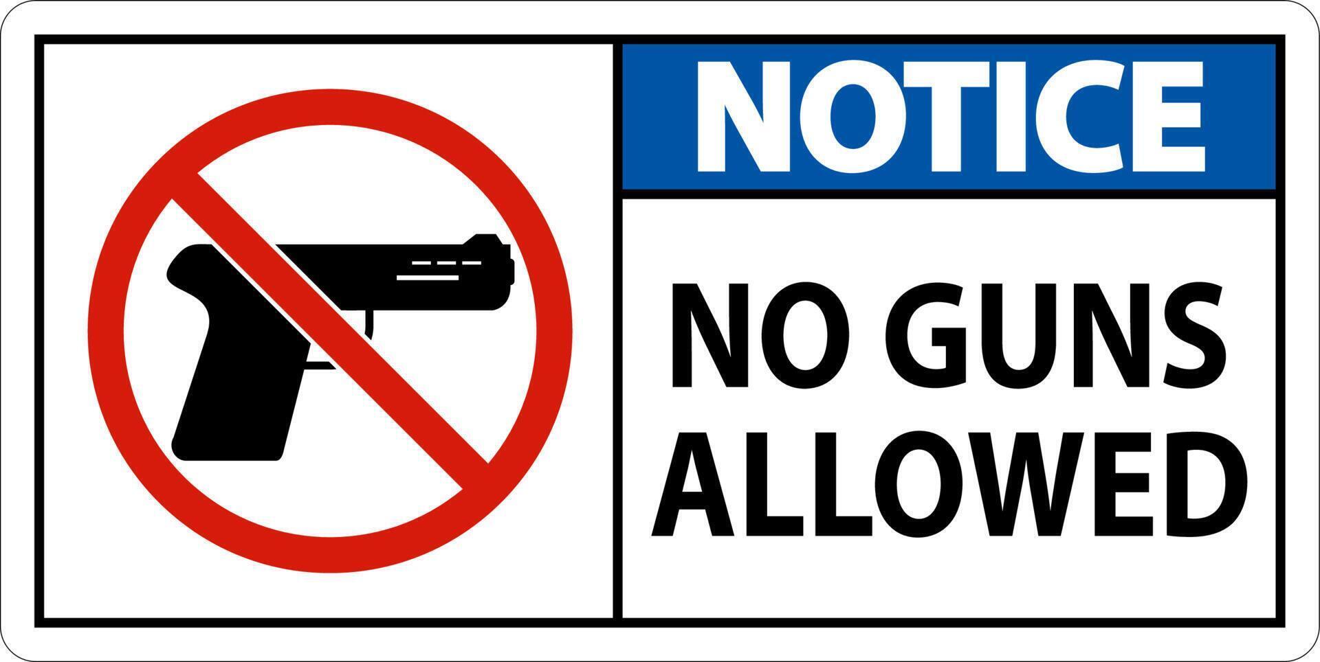 No Gun Rules Sign, Notice No Guns Allowed vector