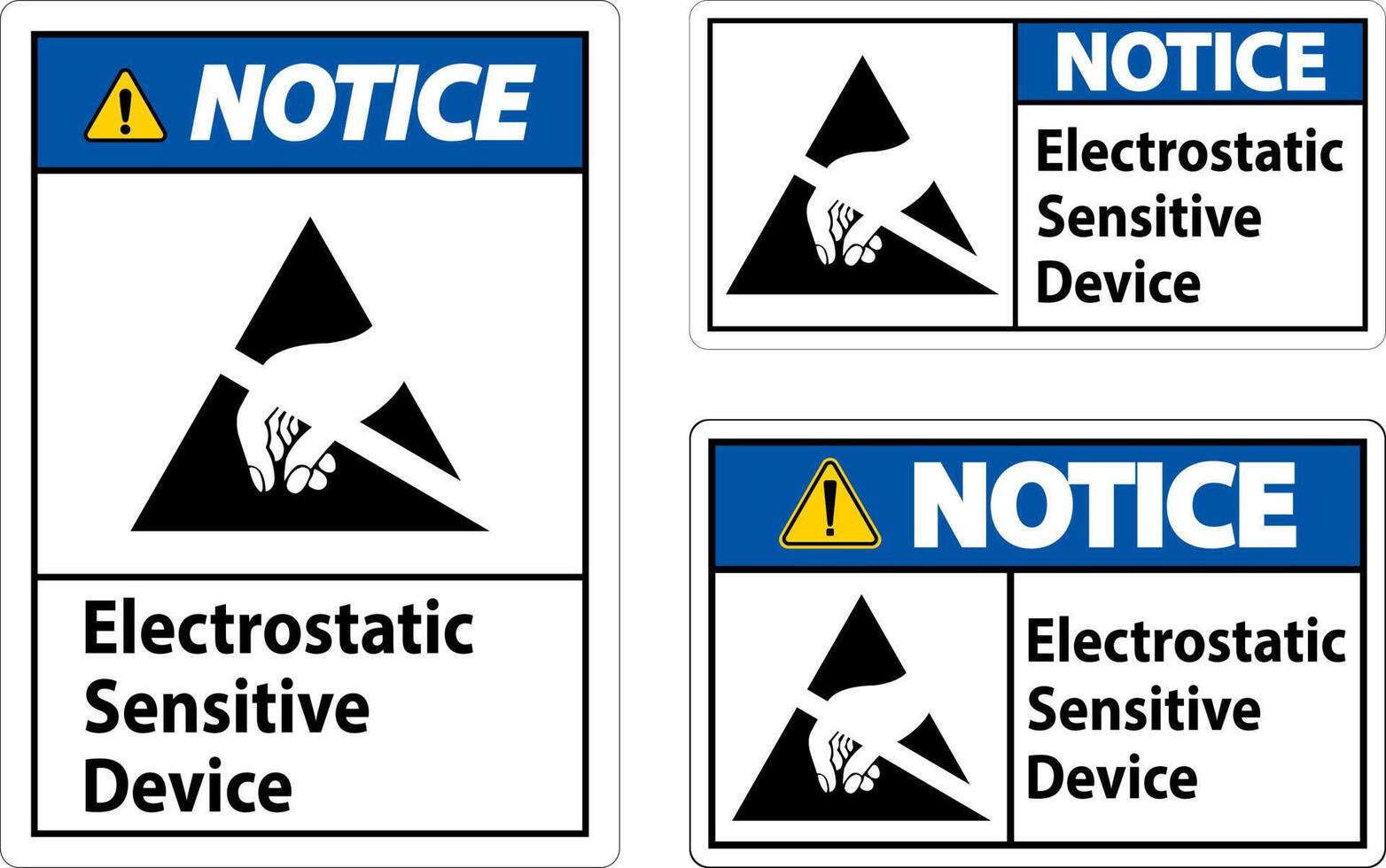 Notice Electrostatic Sensitive Device Sign On White Background vector