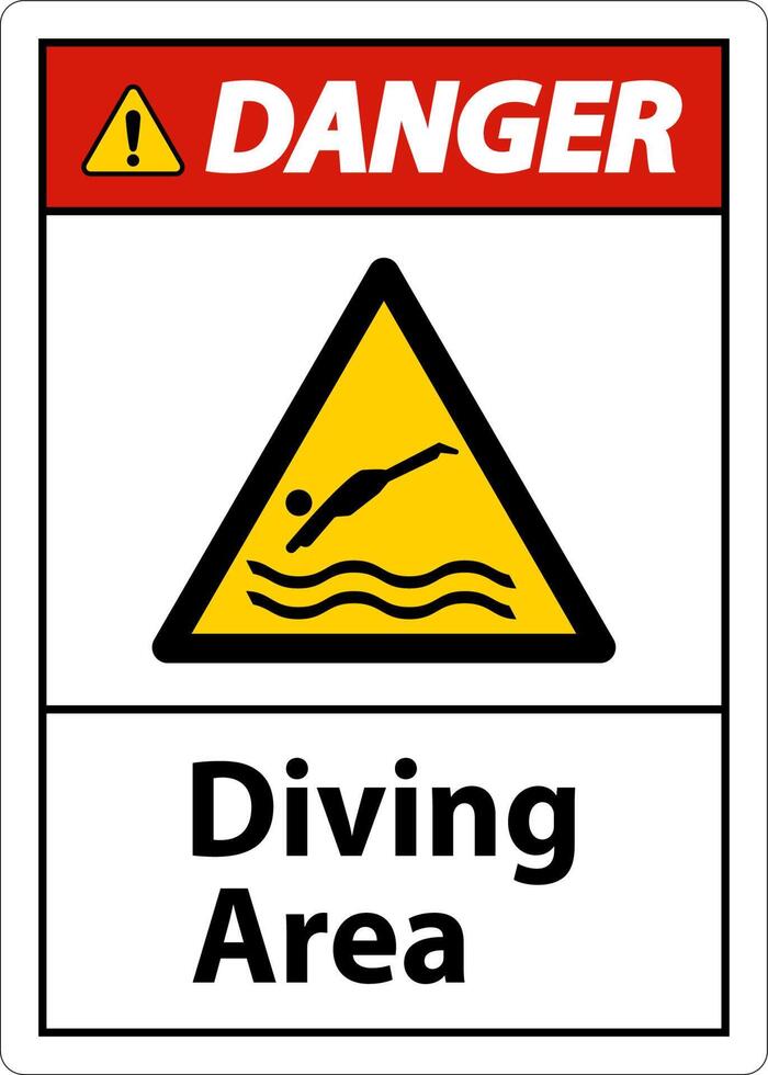 Danger Diving Area Hazard Sign On White Background vector