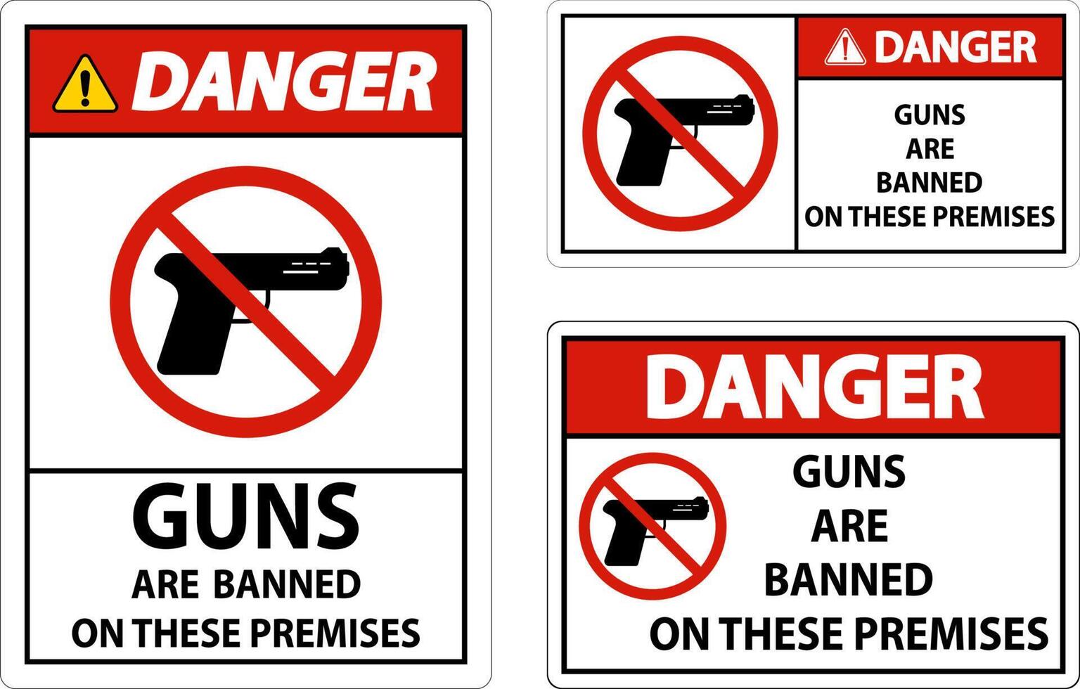 Danger Prohibition sign guns, No guns sign On White Background vector