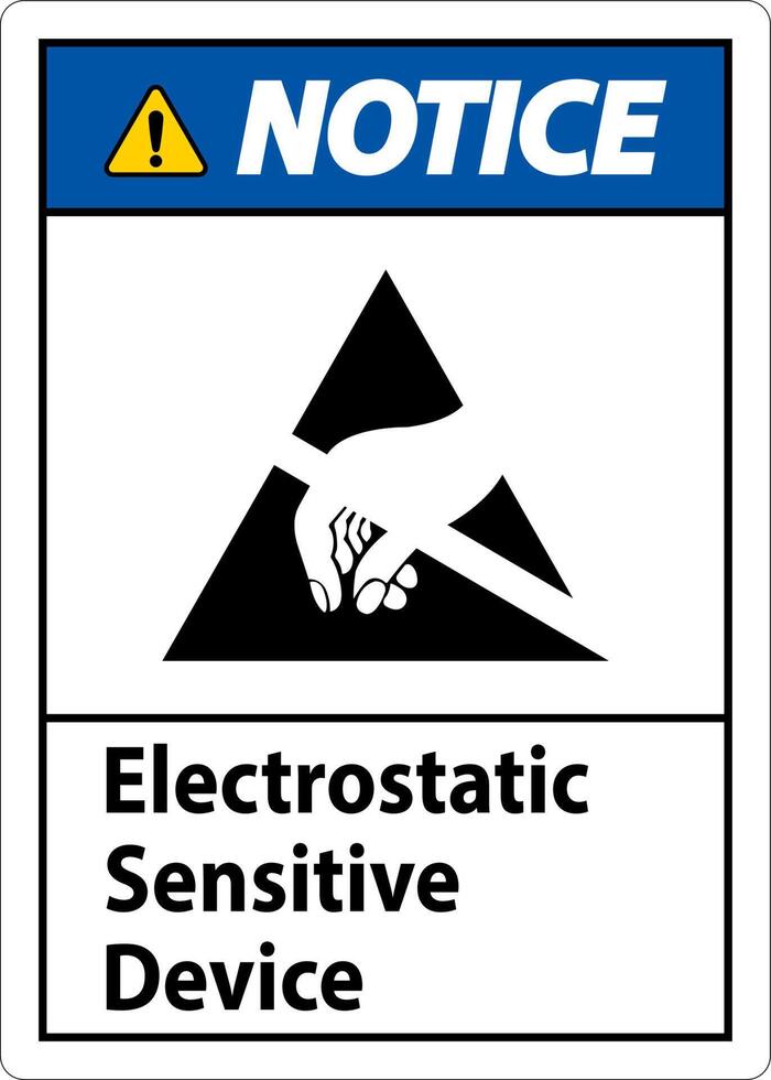 Notice Electrostatic Sensitive Device Sign On White Background vector