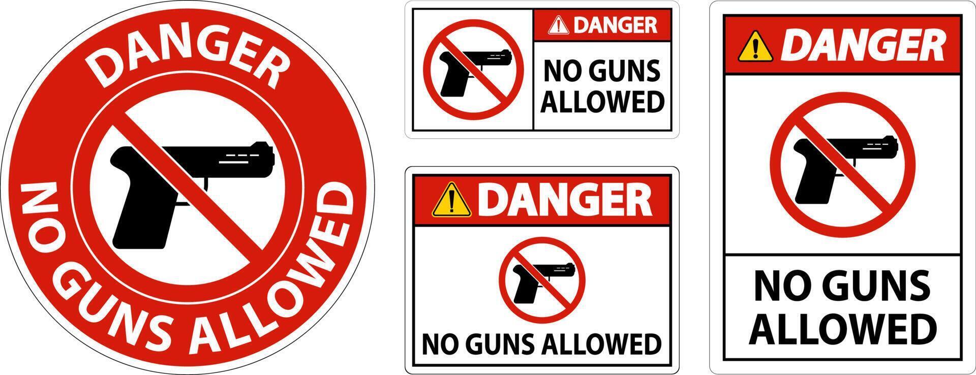 No Gun Rules Sign, Danger No Guns Allowed vector