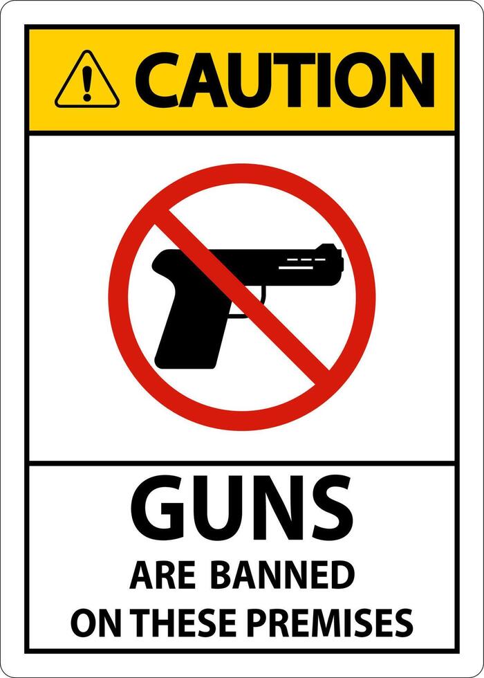 Caution Prohibition sign guns, No guns sign On White Background vector