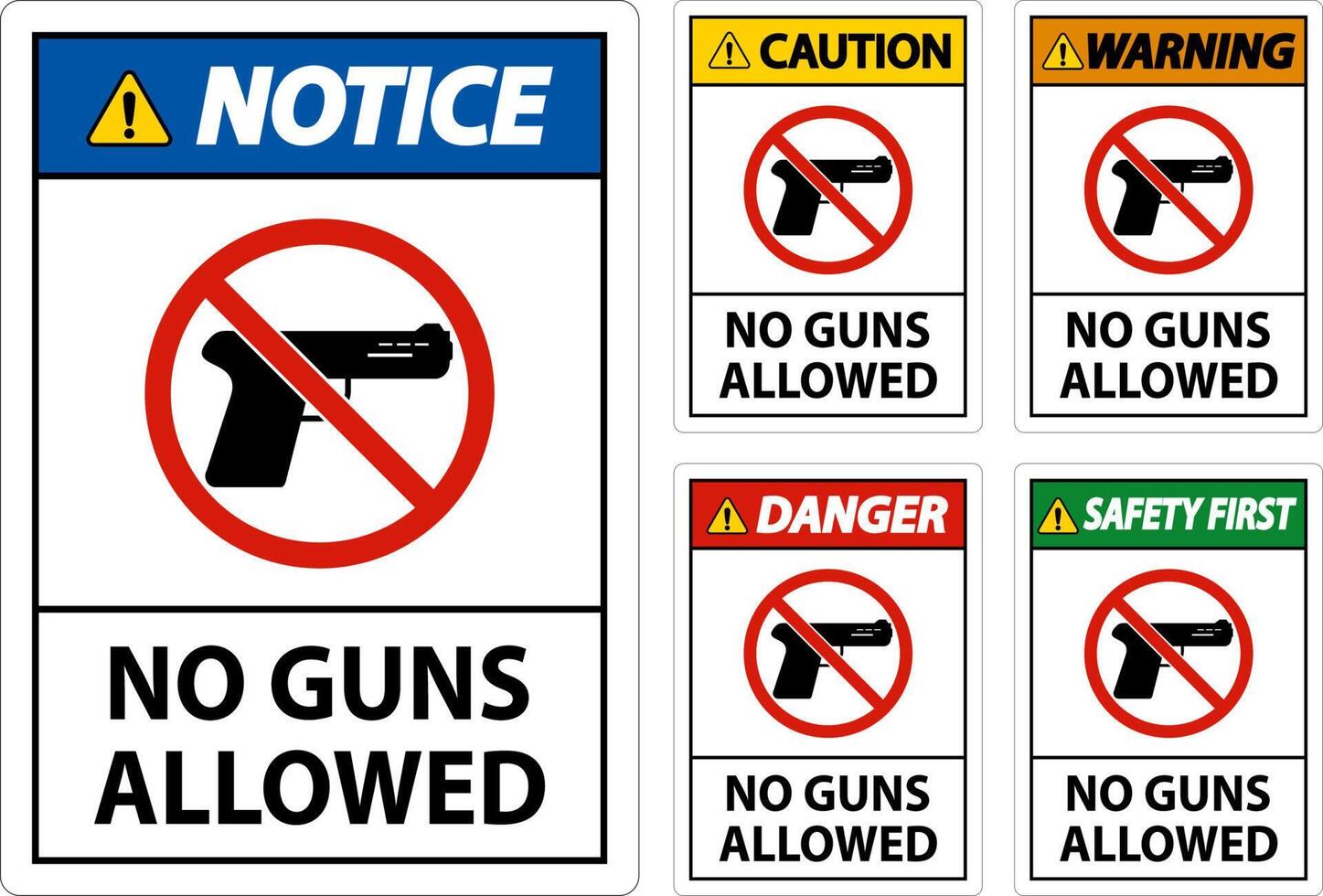 No Gun Rules Sign, Notice No Guns Allowed vector