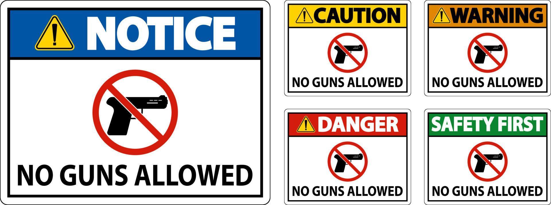 No Gun Rules Sign, Notice No Guns Allowed vector