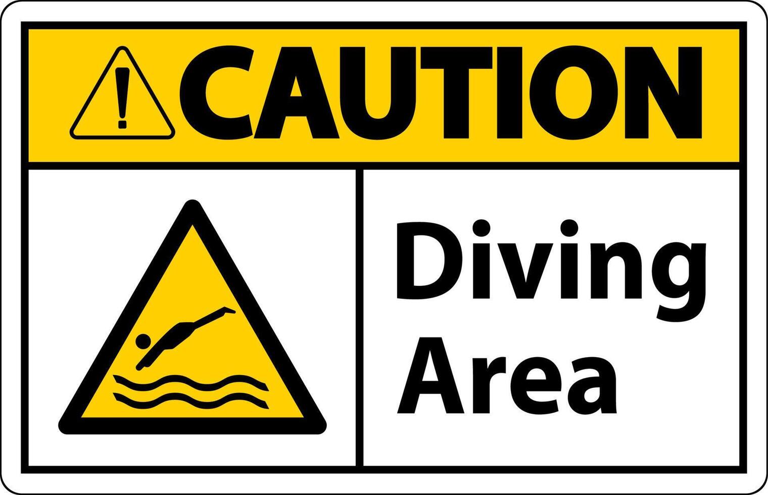 Caution Diving Area Hazard Sign On White Background 16348980 Vector Art at Vecteezy