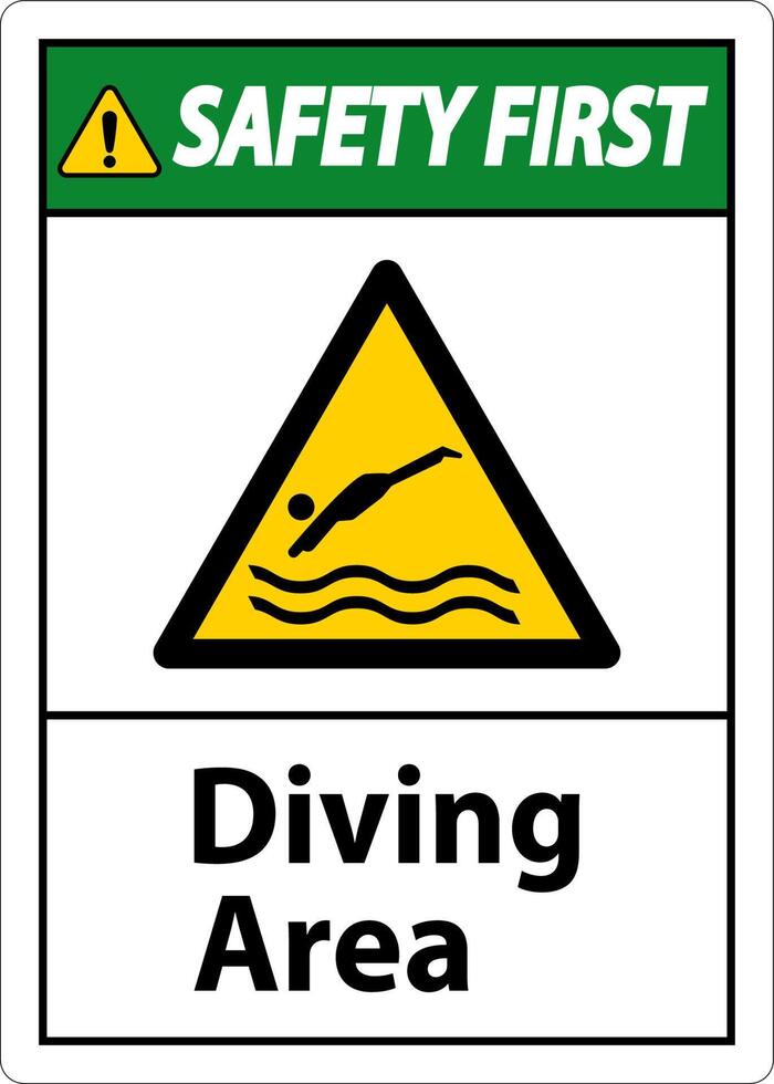 Safety First Diving Area Hazard Sign On White Background vector