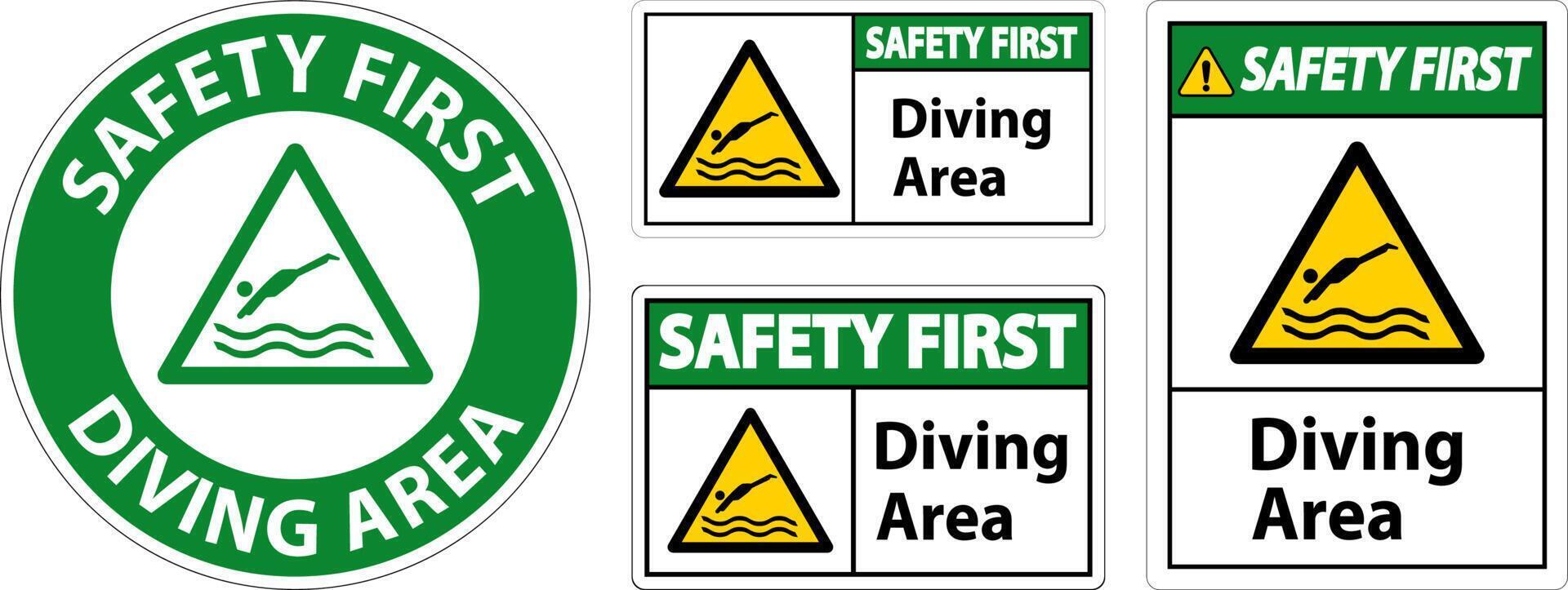 Safety First Diving Area Hazard Sign On White Background vector