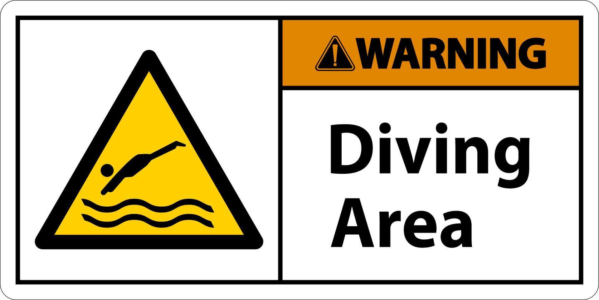 Warning Diving Area Hazard Sign On White Background vector