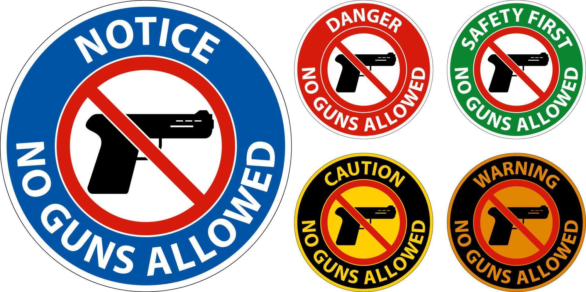 No Gun Rules Sign, Notice No Guns Allowed vector