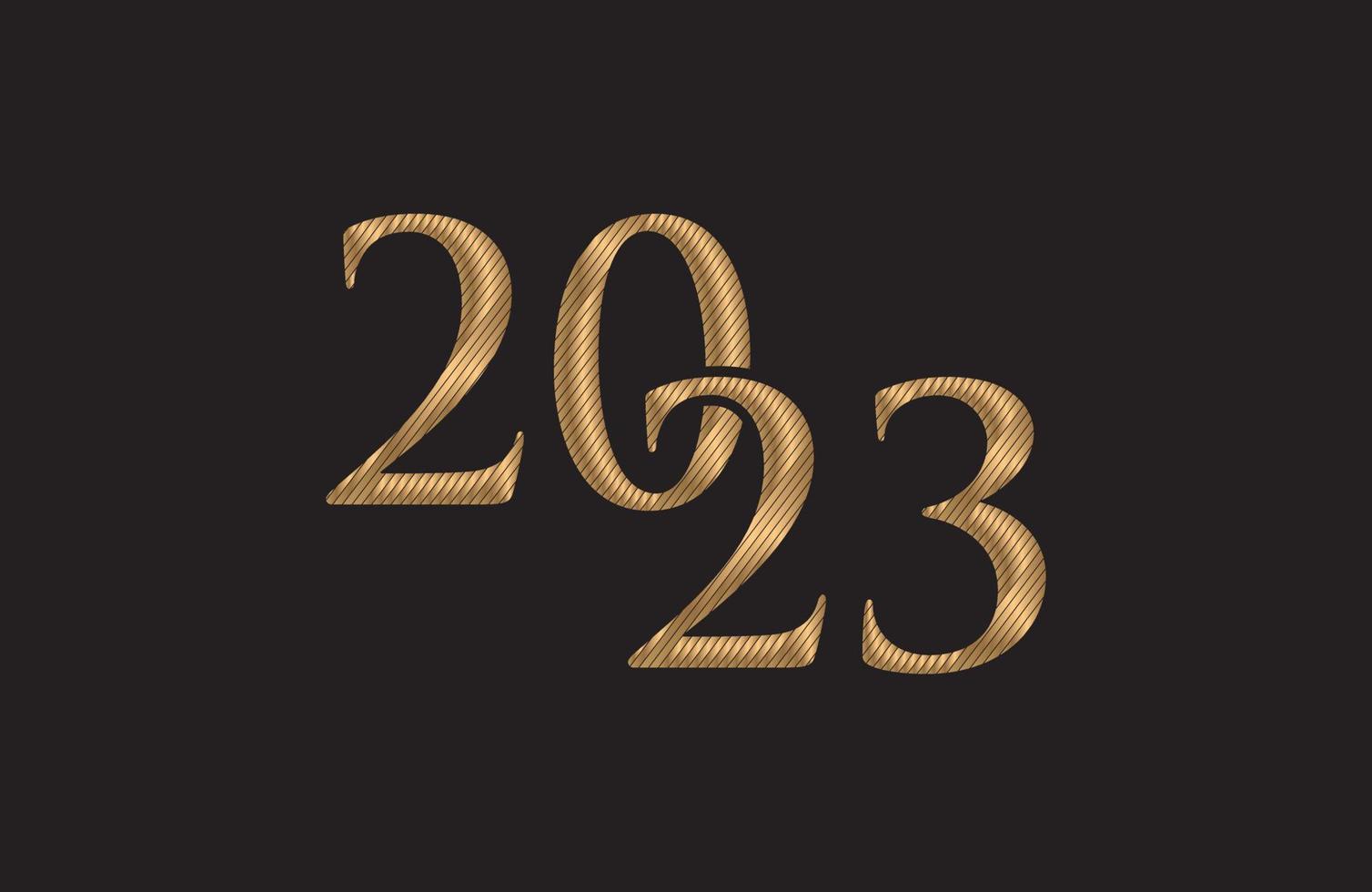 Vector golden 2023 numbers on black background.