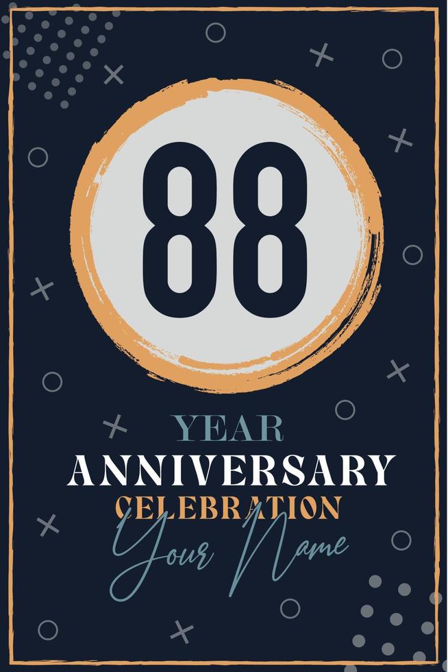 88 years anniversary invitation card. celebration template  modern design elements  dark blue background - vector illustration