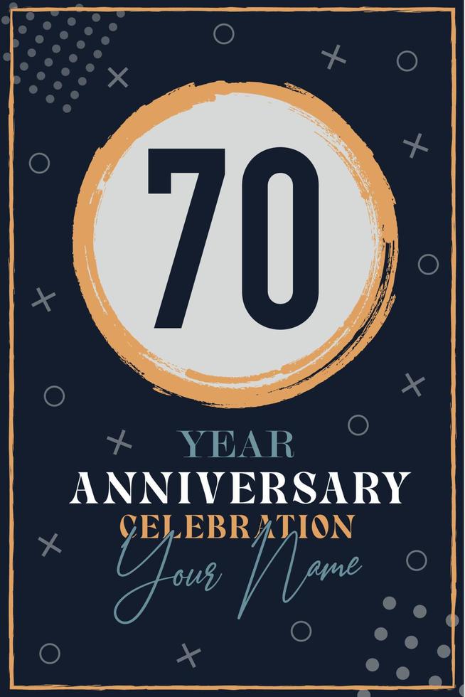 70 years anniversary invitation card. celebration template  modern design elements  dark blue background - vector illustration