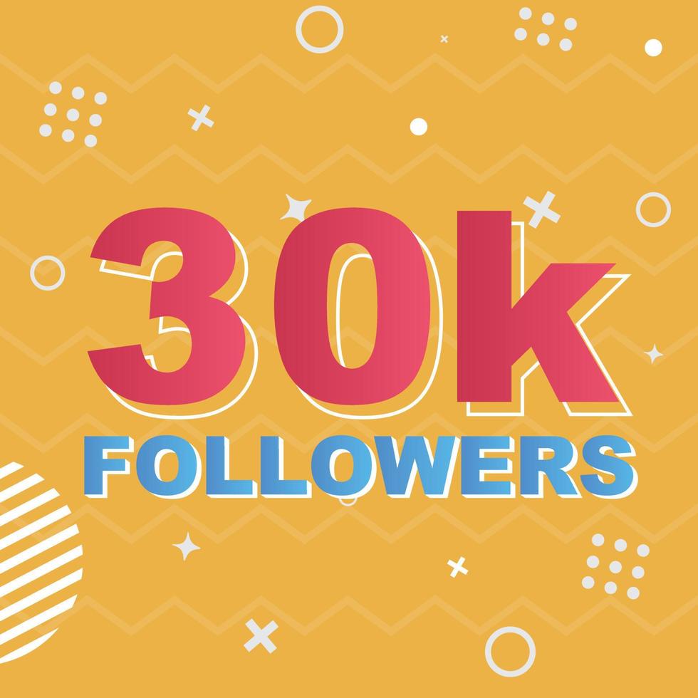 30k Followers Card Celebration Vector. 90000 Followers Congratulation Post Social Media Template. Modern colourful design. vector