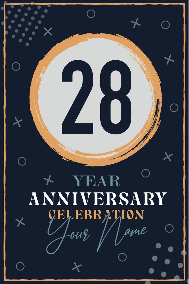 28 years anniversary invitation card. celebration template  modern design elements  dark blue background - vector illustration