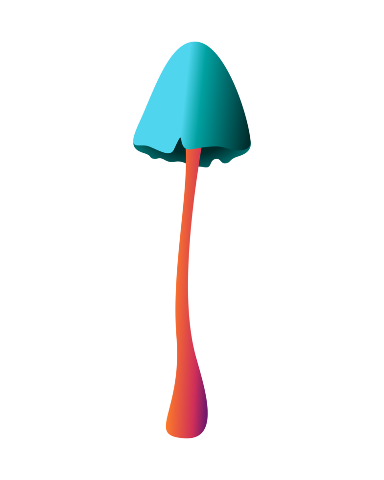 Ugly Bright Blue Green Orange and Pink Mushroom png