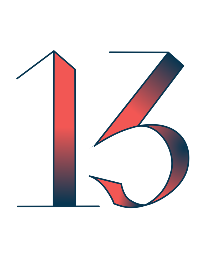 Unlucky Number Thirteen Calligraphy Drawing png